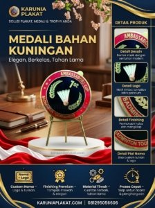 Medali Badminton Custom Bahan Kuningan